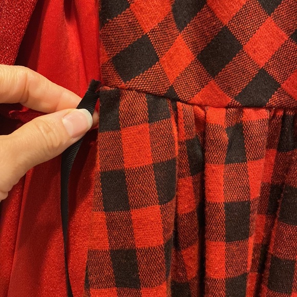 Big Girls Knit Coat with Buffalo Check Dress Set - Picture 5 of 7